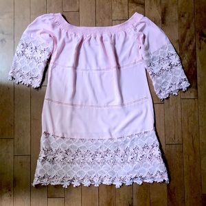 Pink crocheted beach coverup/dress